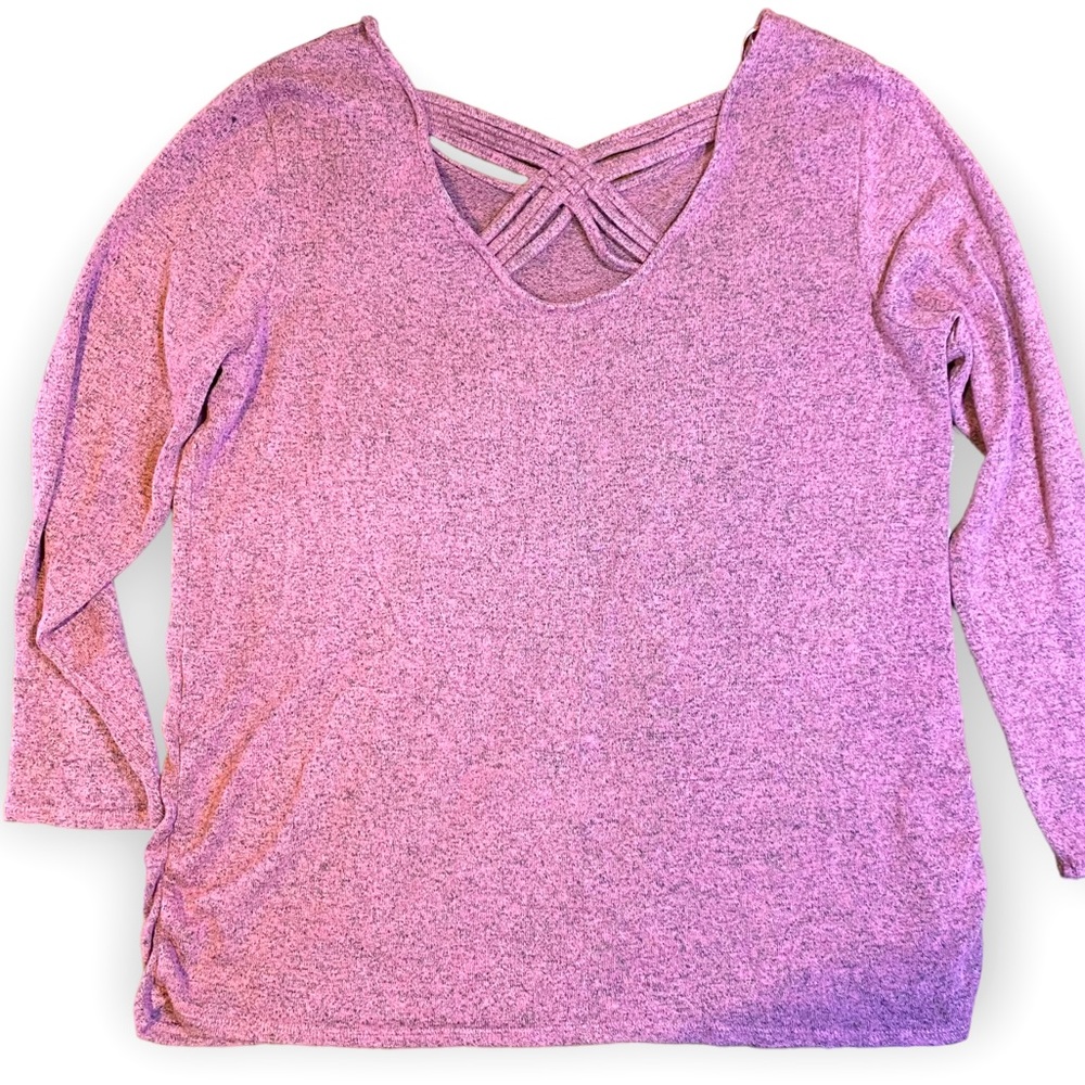 2for$25 NWOT Lily Morgan Rose Soft Stretch 3/4 Sleeve Top Criss Cross Size XL